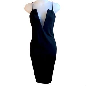 Shein Deep Plunge Wire Neckline Midi Bodycon Dress